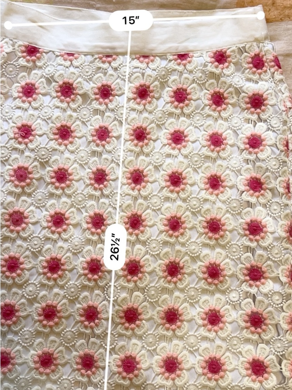 J. Crew Pink and White Floral Crochet Midi Skirt - Picture 8 of 8
